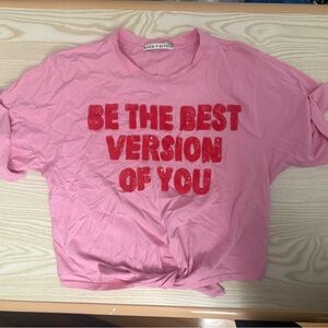 Alice + Olivia Pink Top with Red Statement